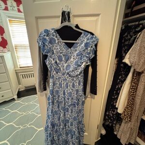 Elegant Blue Floral Dress
